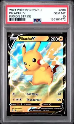 2021 POKEMON SWORD & SHIELD FUSION STRIKE #086 PIKACHU V PSA 10 - Image 1