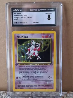1999 Pokemon Mr. Mime 1st Edition Jungle Holo 6/64 CGC Graded 8 NM/Mint - Image 1