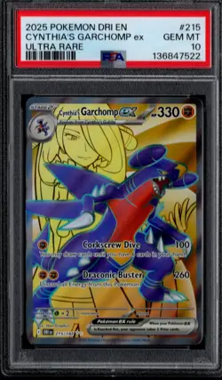 2025 Pokemon Dri En-Destined Rivals #215 Cynthia'S Garchomp Ex Ultra Rare PSA 10 - Image 1