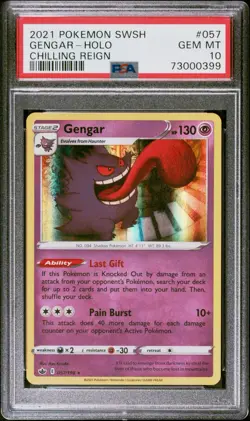 2021 POKEMON SWORD & SHIELD CHILLING REIGN #057 GENGAR-HOLO PSA 10 POP 93 - Image 1