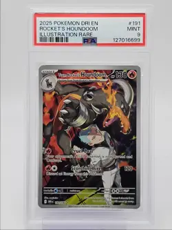 TEAM ROCKET'S HOUNDOOM 2025 POKEMON RIVALS ILLUSTRATION RARE 191 PSA 9 Q0004 - Image 1