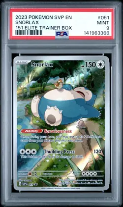 2023 POKEMON SVP EN-SV BLACK STAR PROMO 151 ELITE TRAINER BOX #051 SNORLAX PSA 9 - Image 1
