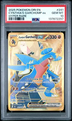 2025 Pokemon Destined Rivals Cynthia's Garchomp EX SIR HYPER RARE GOLD PSA 10 - Image 1