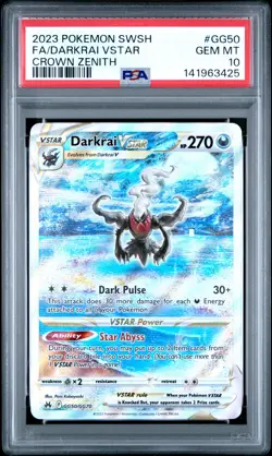 2023 POKEMON SWORD & SHIELD CROWN ZENITH #GG50 FULL ART/DARKRAI VSTAR PSA 10 - Image 1