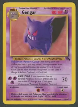 1999 Pokemon Fossil Gengar #20/62 Non Holo Rare Near Mint NM - Image 1