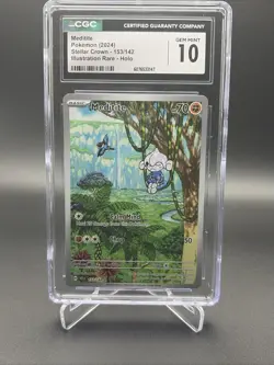 Pokemon Meditite (2024) Stellar Crown 153/142 Illustration Rare - Holo CGC 10 - Image 1