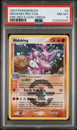 2004 POKEMON EX FIRE RED & LEAF GREEN #8 NIDOKING-REVERSE FOIL PSA 8 - Image 1