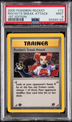 2000 POKEMON ROCKET 1ST EDITION #72 ROCKET'S SNEAK ATTACK PSA 9 - Image 1
