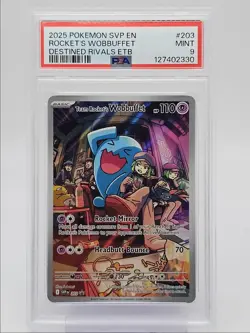 TEAM ROCKET'S WOBBUFFET 2025 POKEMON PROMO DESTINED RIVALS #203 PSA 9 Q0004 - Image 1