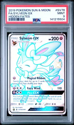 2019 POKEMON SUN & MOON HIDDEN FATES #SV76 FULL ART/SYLVEON GX PSA 9 - Image 1