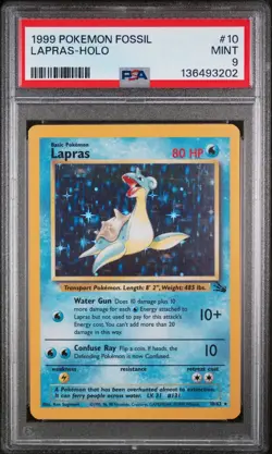 1999 POKEMON FOSSIL #10 LAPRAS-HOLO PSA 9 - Image 1