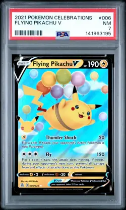 2021 POKEMON CELEBRATIONS #006 FLYING PIKACHU V PSA 7 - Image 1