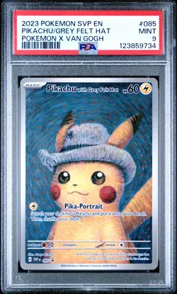2023 POKEMON SVP EN-SV BLACK STAR PROMO #085 PIKACHU WITH GREY FELT HAT PSA 9 - Image 1