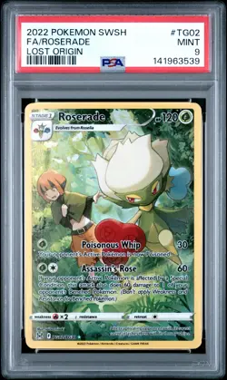 2022 POKEMON SWORD & SHIELD LOST ORIGIN #TG02 FULL ART/ROSERADE PSA 9 - Image 1