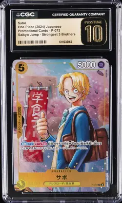 2024 ONE PIECE JAPANESE SAIKYO JUMP PROMO #P-073 SABO CGC 10 PRISTINE - Image 1