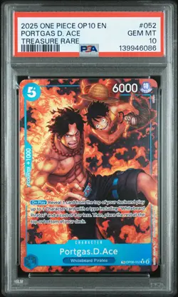 2025 ONE PIECE OP10-ROYAL BLOOD TREASURE RARE #052 PORTGAS D. ACE PSA 10 - Image 1