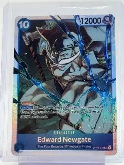 EDWARD NEWGATE 2025 ONE PIECE CARRYING HIS WILL SUPER RARE #OP13-042 Q6011 - Image 1