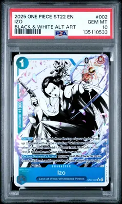 2025 ONE PIECE STARTER DECK ST22-ACE & NEWGATE B&W ALTERNATE ART #002 IZO PSA 10 - Image 1