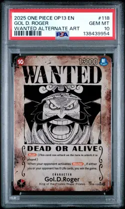 2025 ONE PIECE CARRYING ON HIS WILL WANTED ALT ART #118 GOL D. ROGER PSA 10 - Image 1