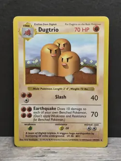 Dugtrio 19/102 Base Set Rare Card SHADOWLESS WOTC Pokemon TCG - Image 1