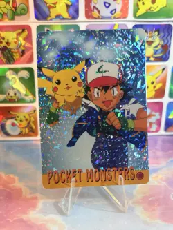 Pokemon HOLO Vintage Pocket Monsters Prism Sticker 1998 Nintendo Ash Pikachu - Image 3
