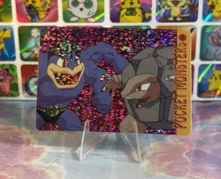 Pokemon HOLO Vintage Pocket Monsters Prism Sticker 1998 Nintendo Rare Machamp - Image 1