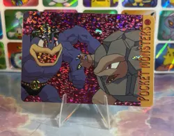 Pokemon HOLO Vintage Pocket Monsters Prism Sticker 1998 Nintendo Rare Machamp - Image 2