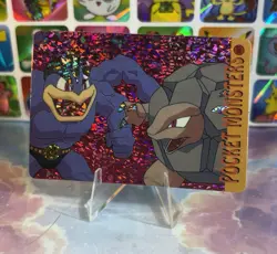 Pokemon HOLO Vintage Pocket Monsters Prism Sticker 1998 Nintendo Rare Machamp - Image 3
