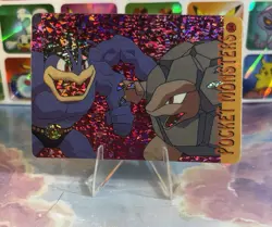 Pokemon HOLO Vintage Pocket Monsters Prism Sticker 1998 Nintendo Rare Machamp - Image 4