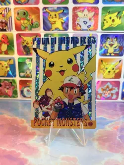 Pokemon HOLO Vintage Pocket Monsters Prism Sticker 1998 Nintendo Ash Pikachu - Image 1