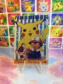 Pokemon HOLO Vintage Pocket Monsters Prism Sticker 1998 Nintendo Ash Pikachu - Image 2