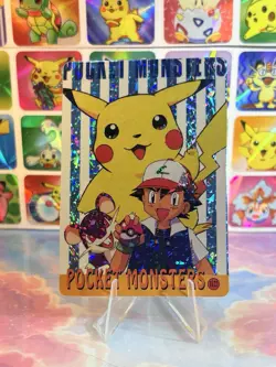 Pokemon HOLO Vintage Pocket Monsters Prism Sticker 1998 Nintendo Ash Pikachu - Image 3