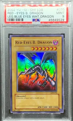 Yu-Gi-Oh! LOB-070 Red-Eyes Black Dragon PSA 9 Mint Legend of Blue Eyes 2002 - Image 1