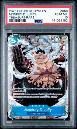 2025 ONE PIECE OP13-CARRYING ON HIS WILL TREASURE RARE MONKEY D. LUFFY PSA 10 - Image 1