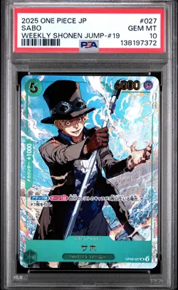 2025 ONE PIECE JAPANESE PROMOS WEEKLY SHONEN JUMP-ISSUE 19 #027 SABO PSA 10 - Image 1