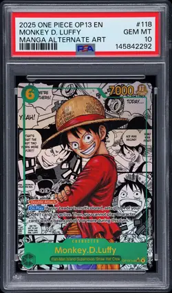 2025 ONE PIECE CARRYING ON HIS WILL MANGA ALTERNATE ART MONKEY D. LUFFY PSA 10 - Image 1