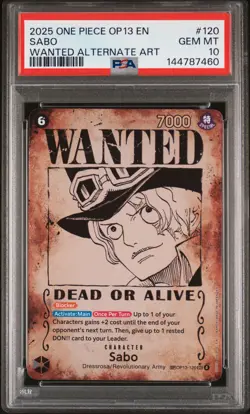 2025 ONE PIECE OP13-CARRYING ON HIS WILL WANTED ALTERNATE ART #120 SABO PSA 10 - Image 1