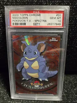 PSA 10 2000 Pokemon Game Topps Chrome Nidoqueen Spectra TV Rare Base Series 1GEM - Image 1