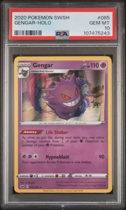 Gengar 085/202 Holo PSA 10 Sword and Shield Base Set 2020 Rare Pokemon Card - Image 1