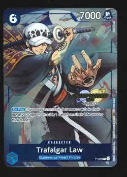 One Piece Card Game Trafalgar Law (Tournament Pack) P-009 CHAMPIONSHIP STAMP - Image 1