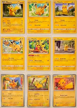 Pikachu Set of 9 Non-Holo Cards - 2015-2024 - Pack Fresh Pokemon TCG - Image 1