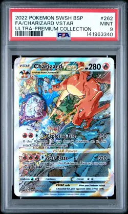 2022 POKEMON SWSH BLACK STAR PROMO #262 FULL ART/CHARIZARD VSTAR PSA 9 - Image 1