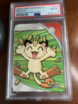 2000 Topps Pokemon TV #HV9 Meowth Animation Series 3 PSA 8 NM-MT - Image 1