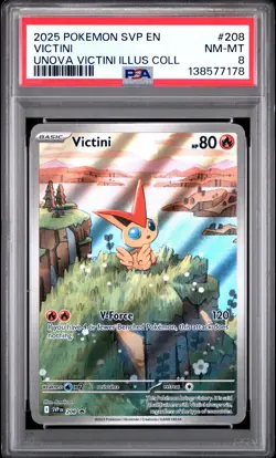 2025 POKEMON SVP PROMO UNOVA VICTINI ILLUSTRATION COLLECTION #208 VICTINI PSA 8 - Image 1
