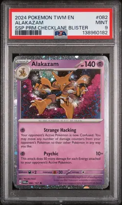 2024 POKEMON TWM SURGING SPARKS PREMIUM CHECKLANE BLISTER ALAKAZAM PSA 9 - Image 1