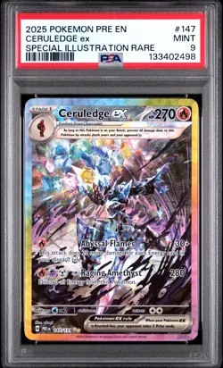 2025 POKEMON PRE SPECIAL ILLUSTRATION RARE #147 CERULEDGE EX PSA 9 MINT - Image 1