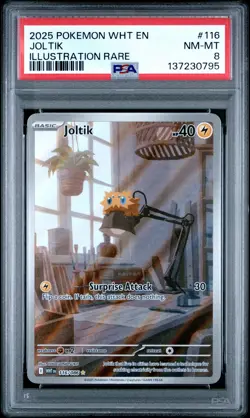 2025 POKEMON WHT EN-WHITE FLARE ILLUSTRATION RARE #116 JOLTIK PSA 8 - Image 1