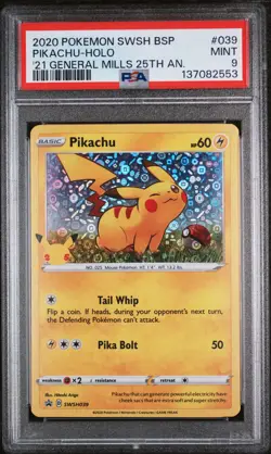 2020 POKEMON SWSH BLACK STAR PROMO #039 PIKACHU-HOLO PSA 9 - Image 1