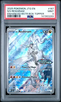 2025 POKEMON JTG EN-JOURNEY TOGETHER #167 N'S RESHIRAM PSA 9 - Image 1