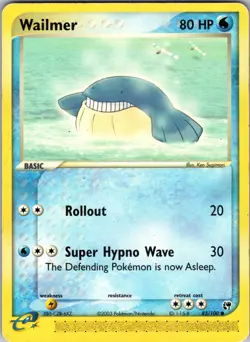 Wailmer 83/100 Sandstorm Pokemon TCG MP - Image 1